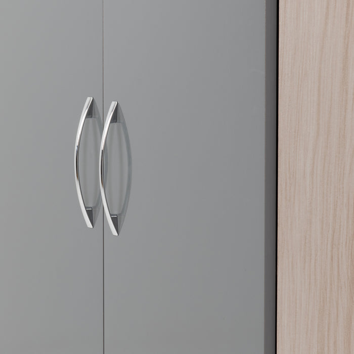 Nevada 2 Door Corner Wardrobe Grey Gloss/Light Oak Effect Veneer