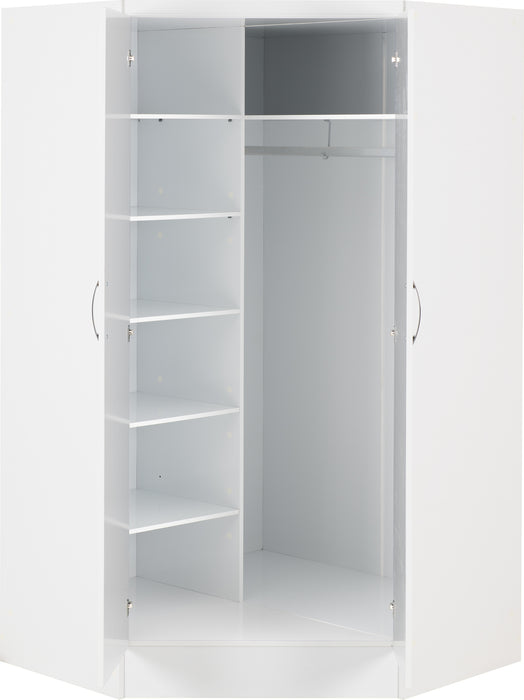 Nevada 2 Door Corner Wardrobe White Gloss