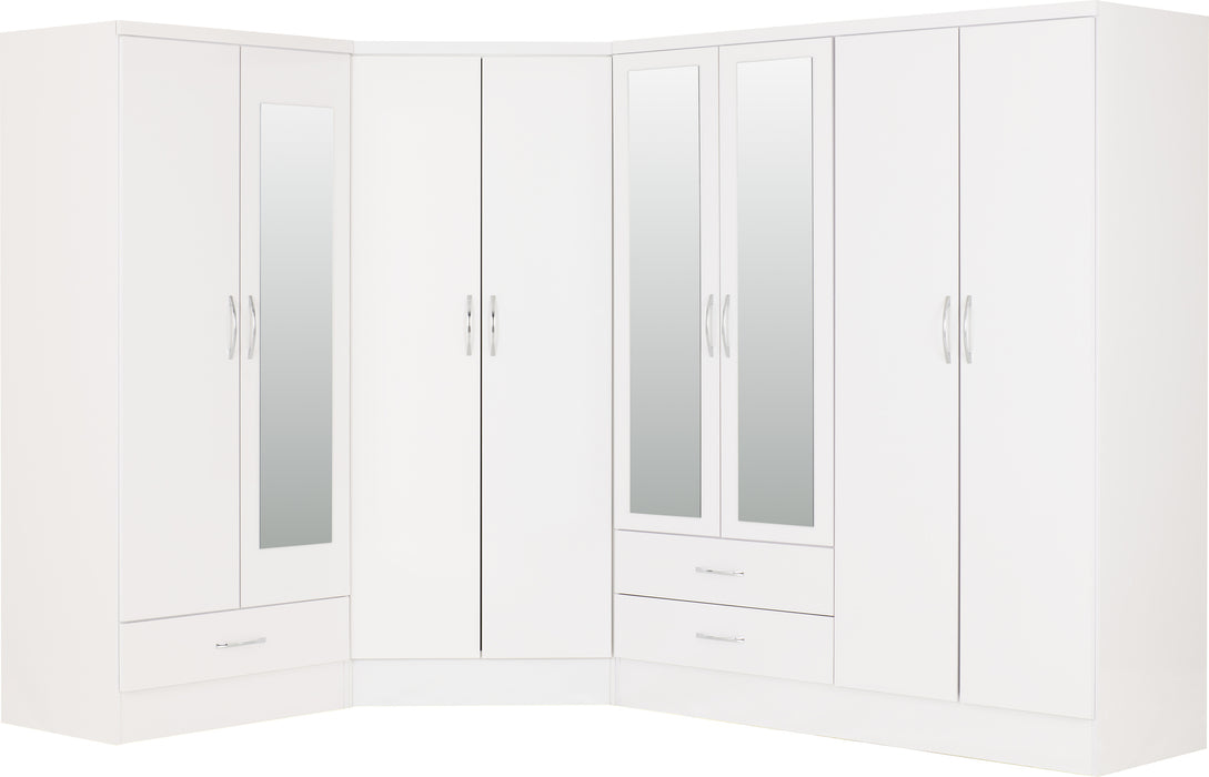 Nevada 2 Door Corner Wardrobe White Gloss