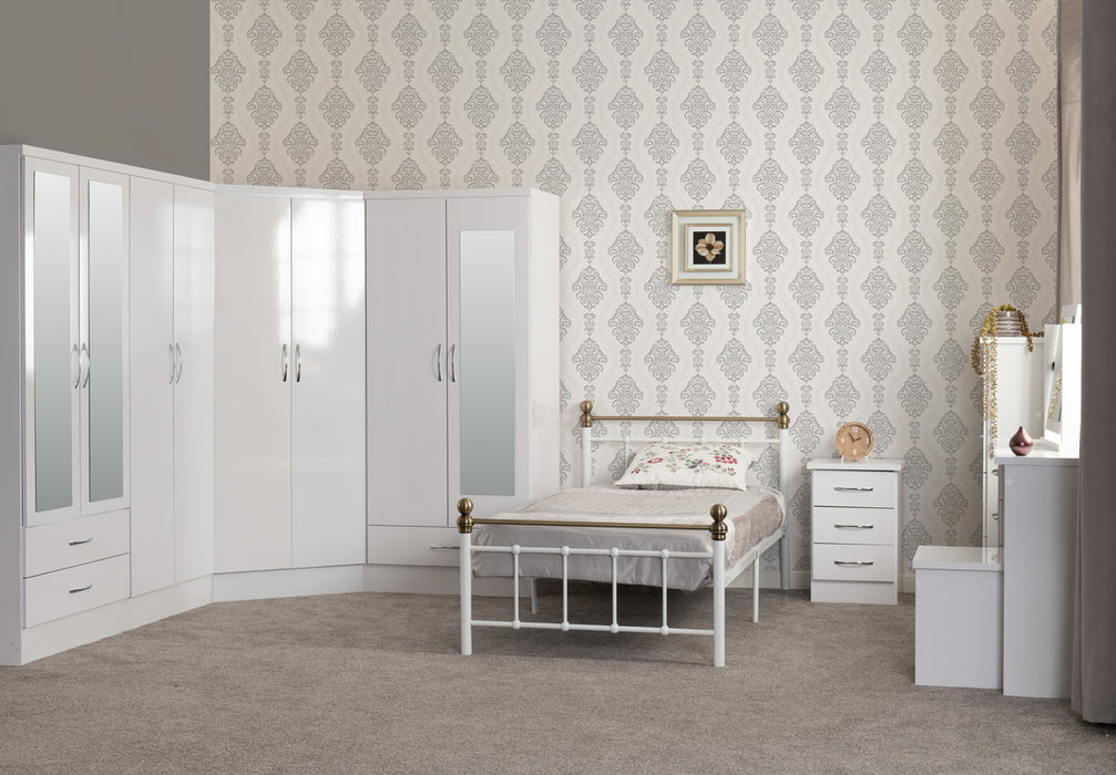 Nevada 2 Door Corner Wardrobe White Gloss
