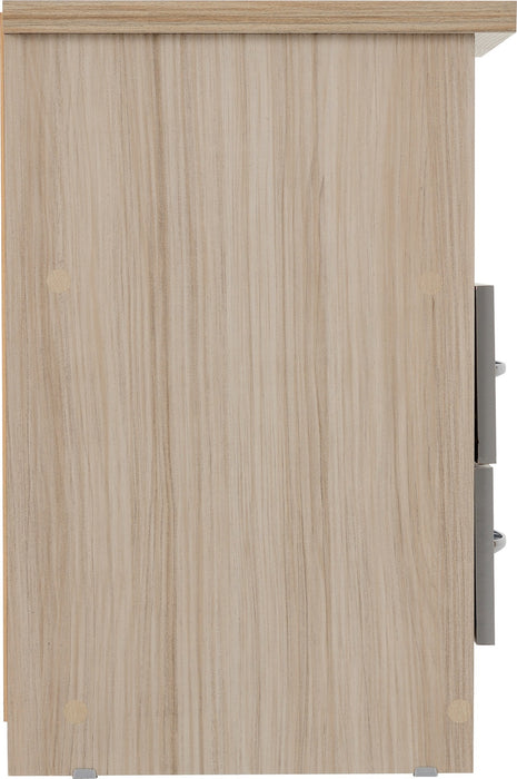 Nevada 2 Drawer Bedside Grey Gloss/Light Oak Effect Veneer