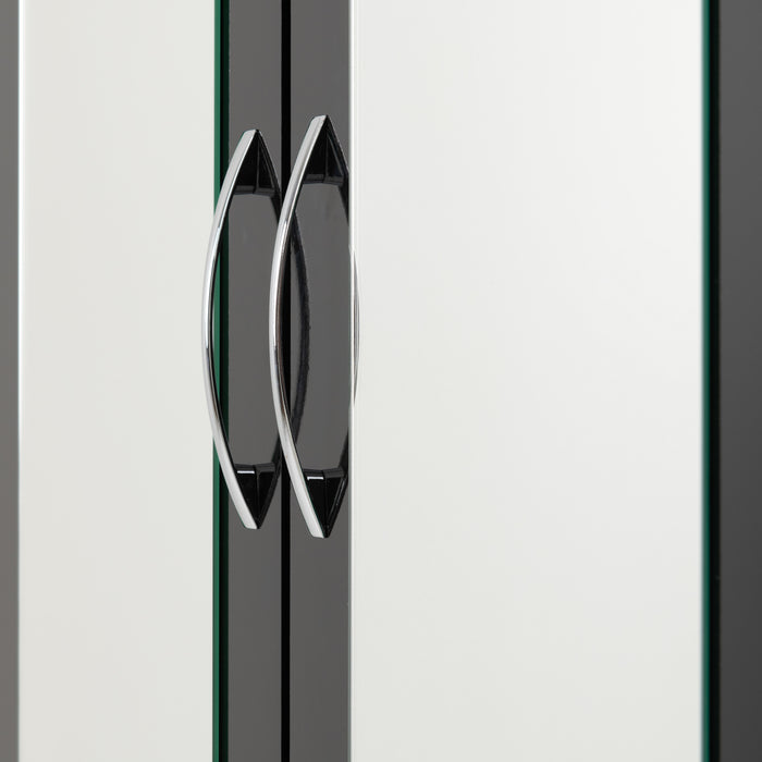 Nevada 3 Door 2 Drawer Mirrored Wardrobe Black Gloss