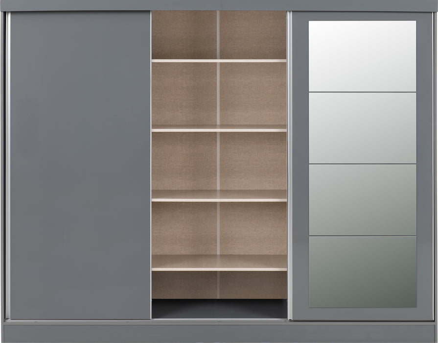 Nevada 3 Door Sliding Wardrobe Grey Gloss