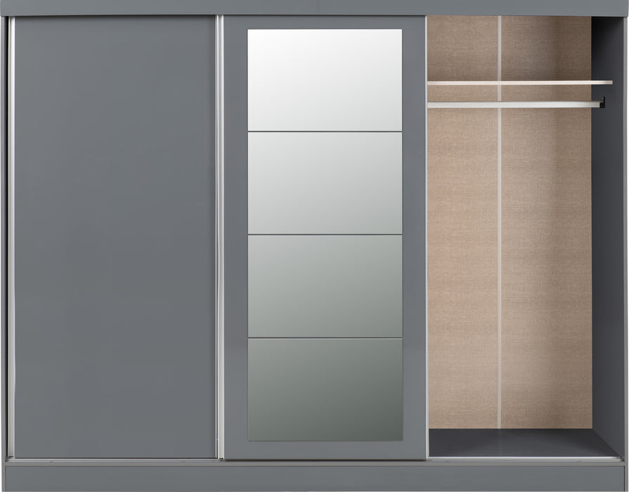Nevada 3 Door Sliding Wardrobe Grey Gloss