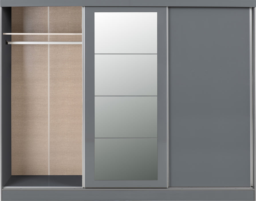 Nevada 3 Door Sliding Wardrobe Grey Gloss