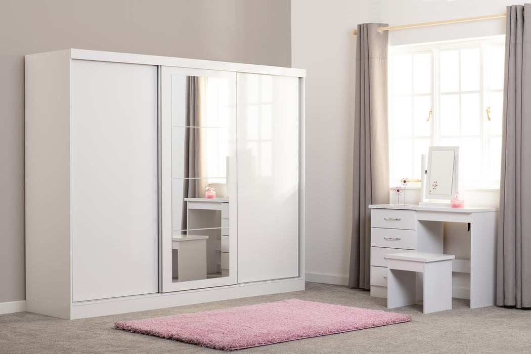 Nevada 4 Drawer Dressing Table Set White Gloss