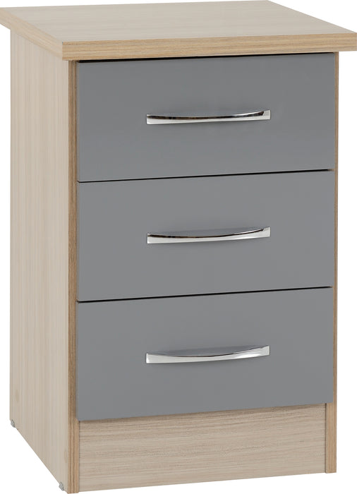 Nevada 2 Door 1 Drawer Wardrobe Bedroom Set Grey Gloss/Light Oak Effect Veneer