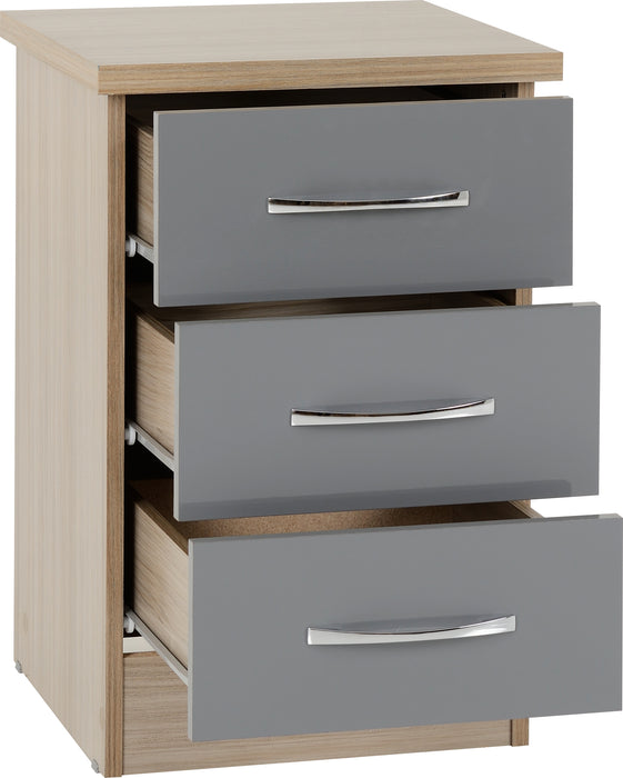 Nevada 2 Door 1 Drawer Wardrobe Bedroom Set Grey Gloss/Light Oak Effect Veneer