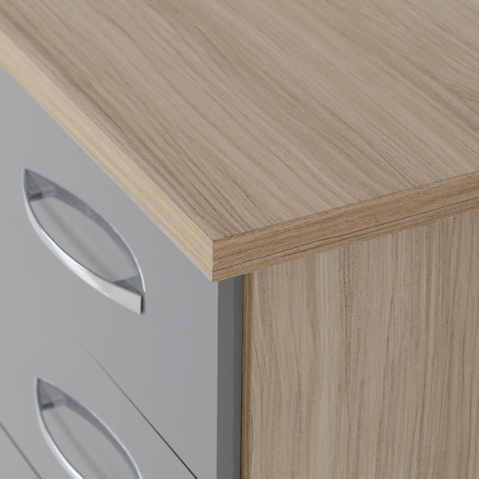 Nevada 3 Drawer Bedside Chest Grey Gloss/Light Oak Effect Veneer