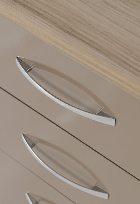 Nevada 3 Drawer Bedside Chest Oyster Gloss/Light Oak Effect Veneer