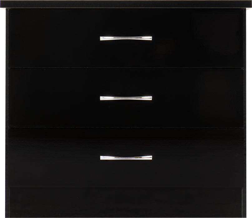 Nevada 3 Drawer Chest Black Gloss