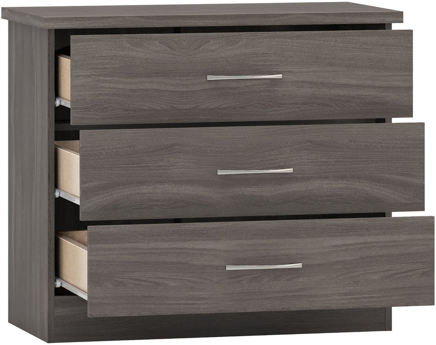 Nevada 3 Drawer Chest Black Wood Grain