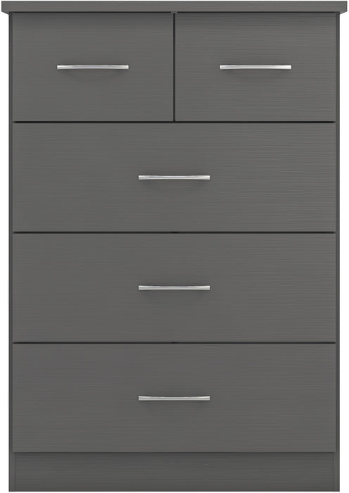 Nevada 3+2 Drawer Chest 3D Effect Grey