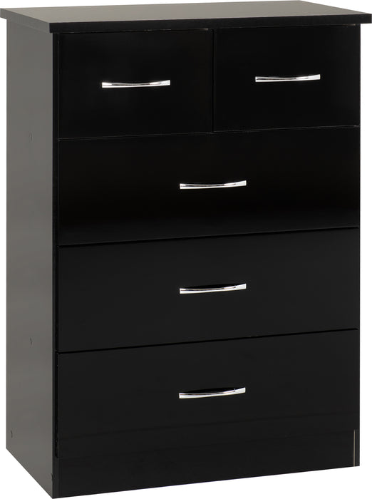 Nevada 4 Door 2 Drawer Mirrored Wardrobe Bedroom Set Black Gloss