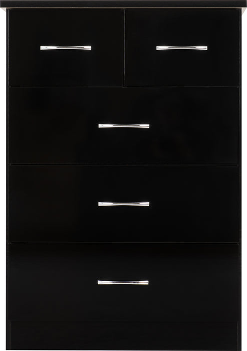 Nevada 3+2 Drawer Chest Black Gloss
