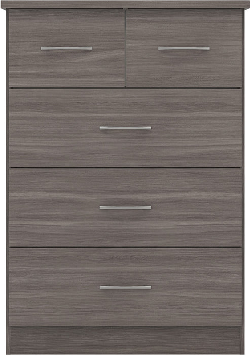 Nevada 3+2 Drawer Chest Black Wood Grain