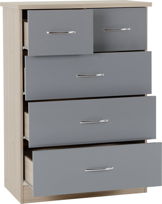 Nevada 2 Door 1 Drawer Wardrobe Bedroom Set Grey Gloss/Light Oak Effect Veneer