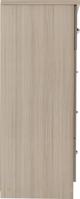 Nevada 3+2 Drawer Chest Oyster Gloss/Light Oak Effect Veneer
