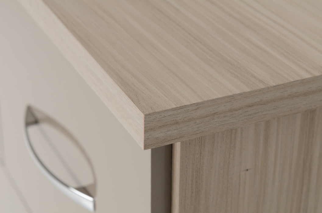 Nevada 3+2 Drawer Chest Oyster Gloss/Light Oak Effect Veneer