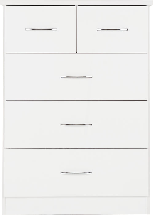 Nevada 3+2 Drawer Chest White Gloss