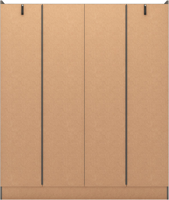 Nevada 4 Door 2 Drawer Mirrored Wardrobe 3D Effect Grey