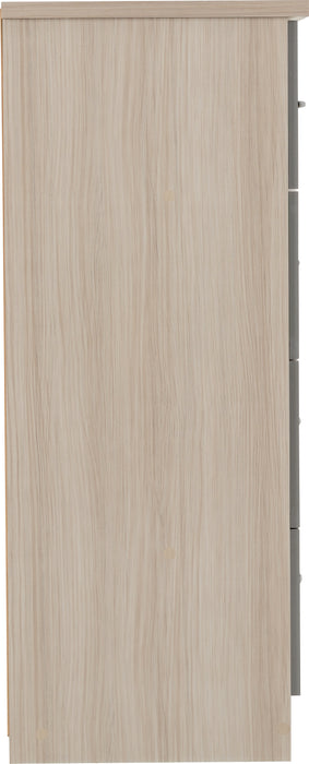 Nevada 5 Drawer Low Wardrobe Grey Gloss/Light Oak Effect Veneer