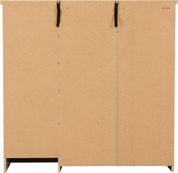 Nevada 5 Drawer Low Wardrobe Grey Gloss/Light Oak Effect Veneer