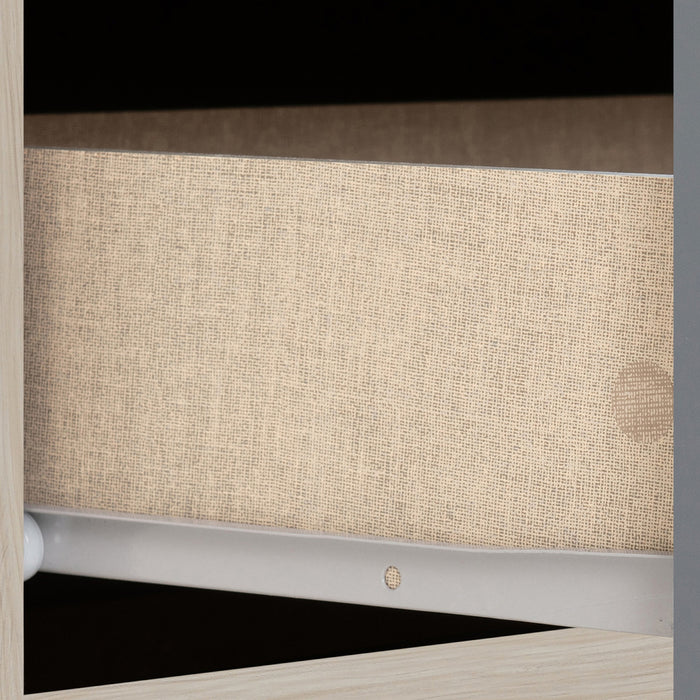 Nevada 5 Drawer Low Wardrobe Grey Gloss/Light Oak Effect Veneer