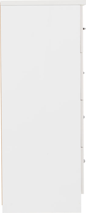 Nevada 5 Drawer Low Wardrobe White Gloss