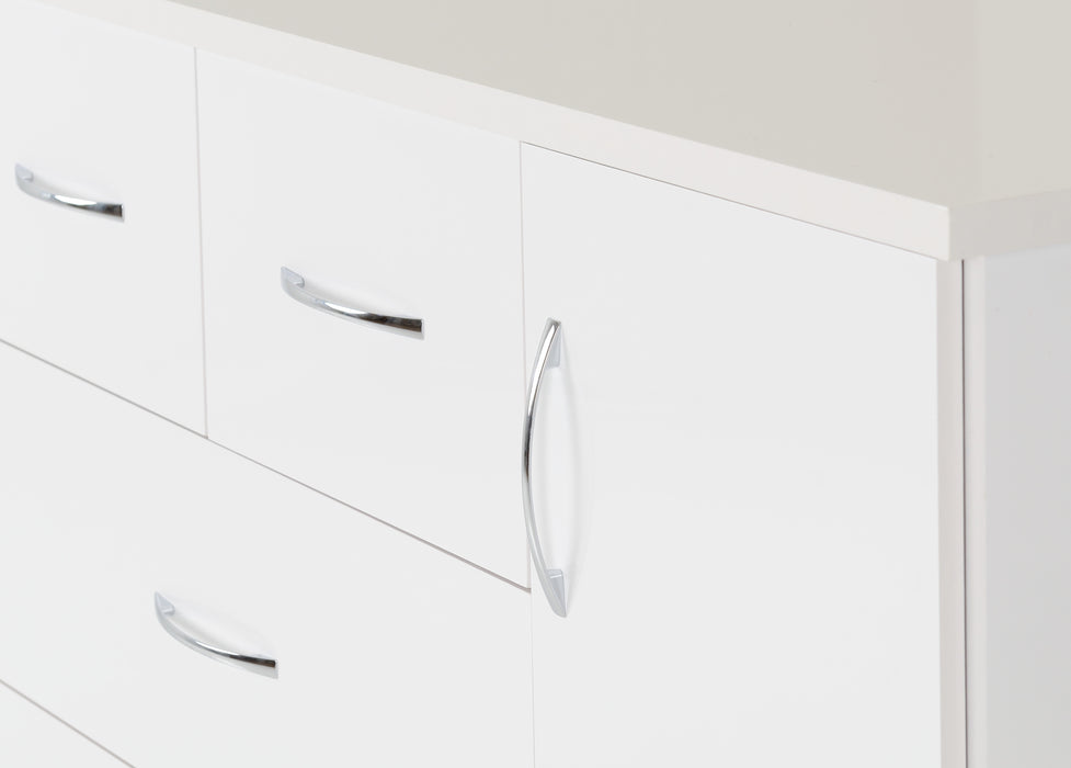 Nevada 5 Drawer Low Wardrobe White Gloss