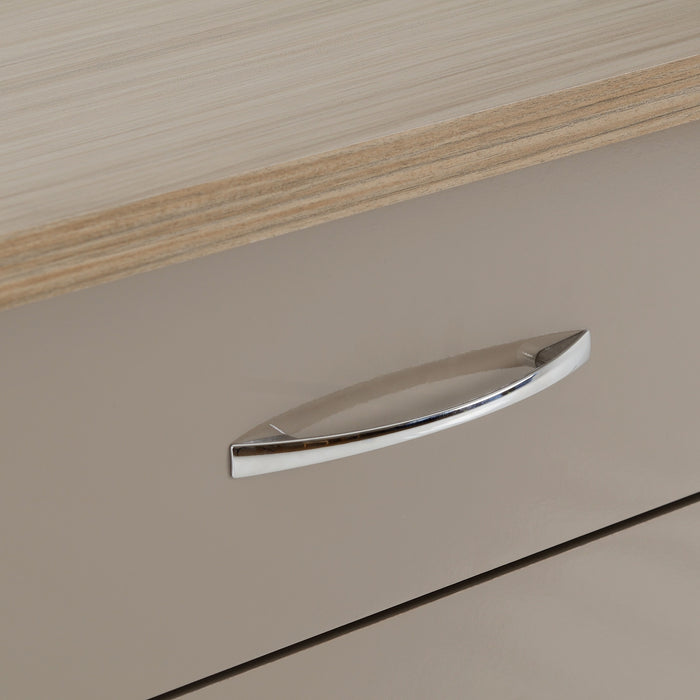Nevada 5 Drawer Narrow Chest Oyster Gloss/Light Oak Effect Veneer