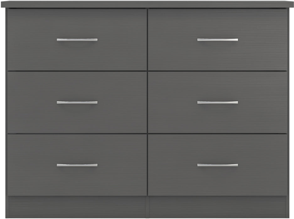 Nevada 6 Drawer Chest 3D Effect Grey