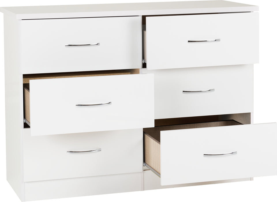 Nevada 6 Drawer Chest White Gloss