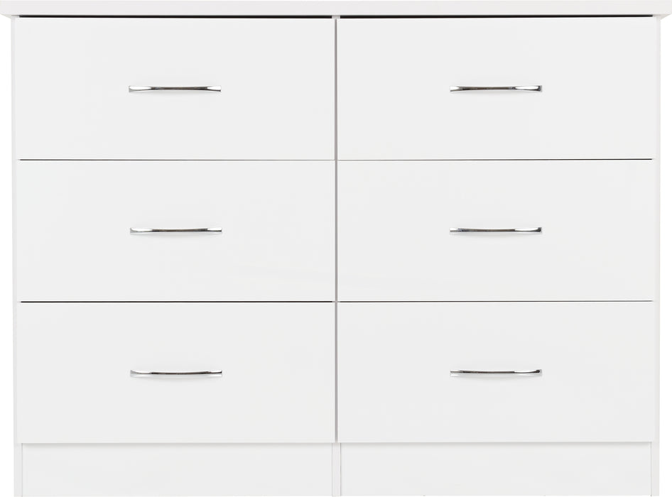Nevada 6 Drawer Chest White Gloss