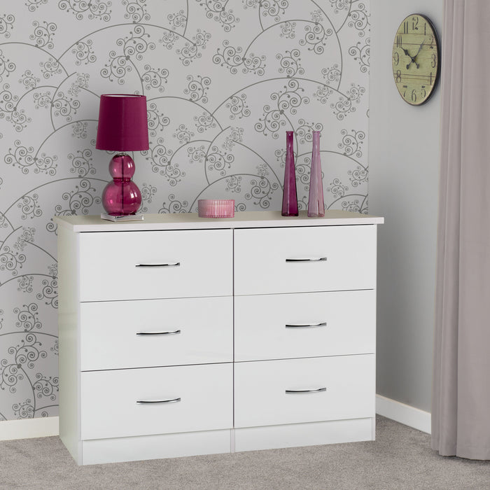 Nevada 6 Drawer Chest White Gloss