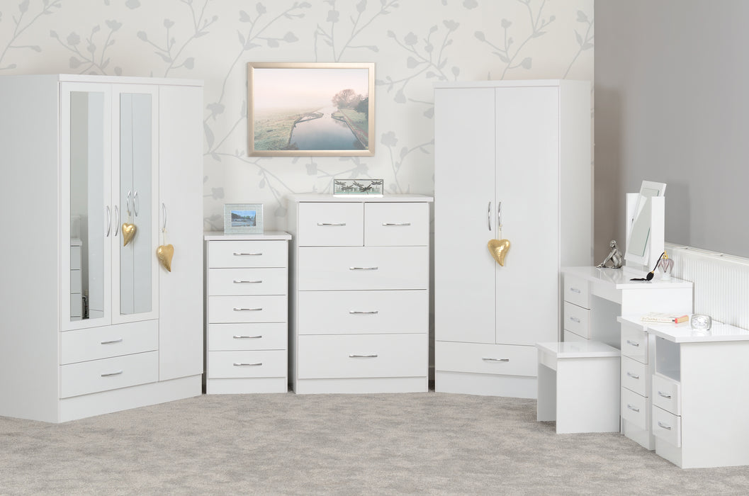 Nevada 4 Drawer Dressing Table Set White Gloss