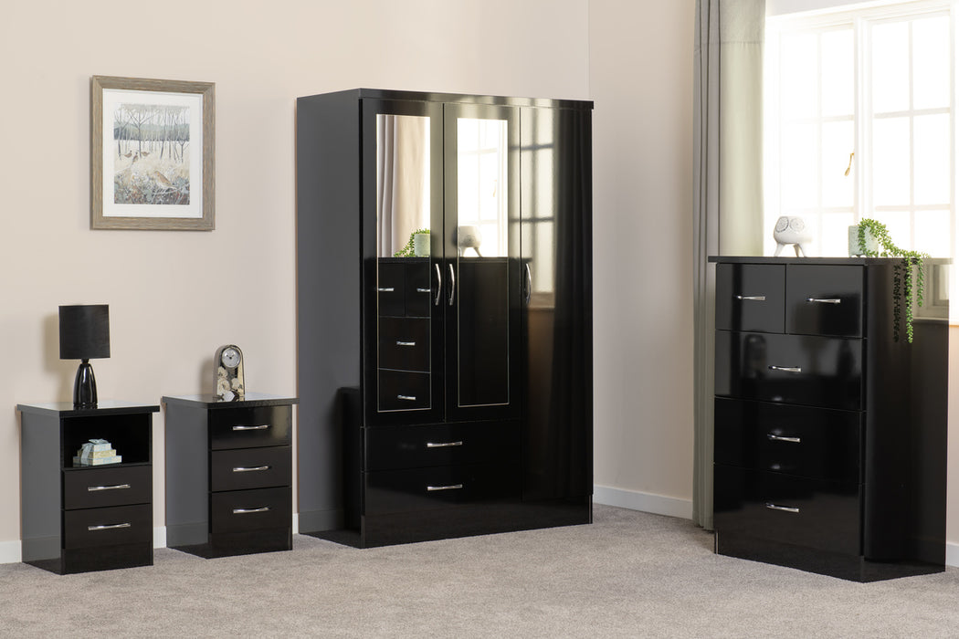 Nevada 3+2 Drawer Chest Black Gloss
