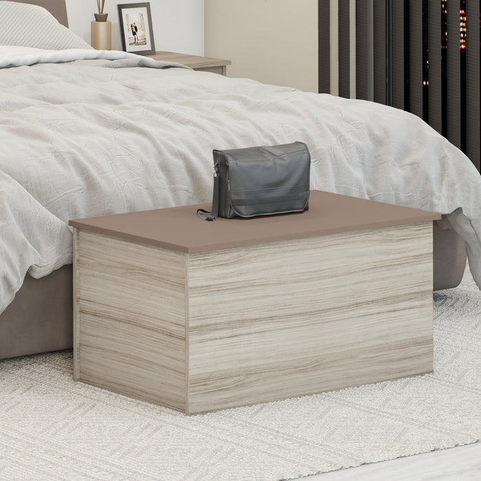 Nevada Blanket Box Oyster Gloss/Light Oak Effect Veneer