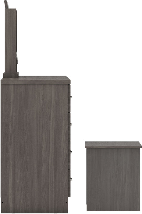 Nevada 4 Drawer Dressing Table Set Black Wood Grain