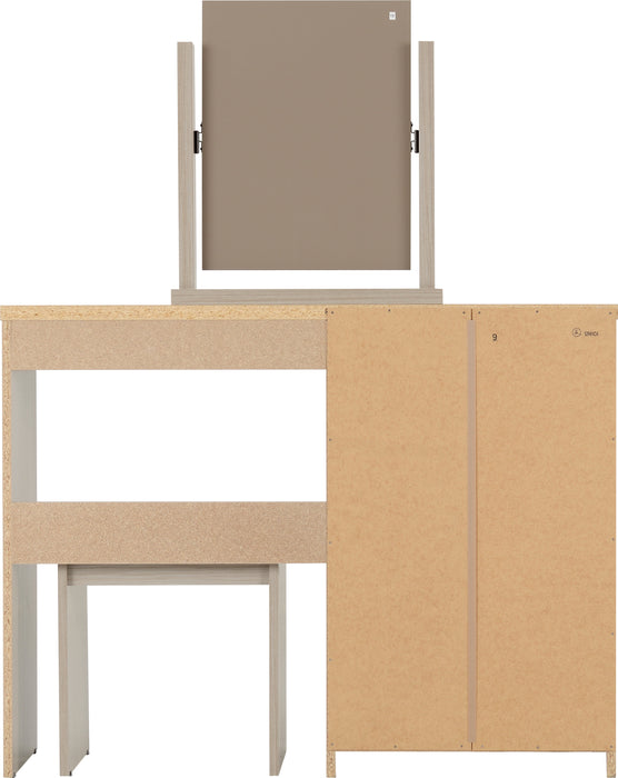 Nevada 4 Drawer Dressing Table Set Oyster Gloss/Light Oak Effect Veneer