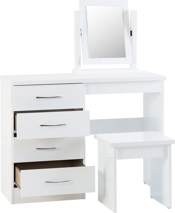 Nevada 4 Drawer Dressing Table Set White Gloss