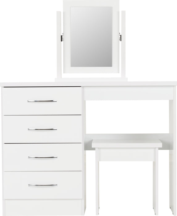 Nevada 4 Drawer Dressing Table Set White Gloss