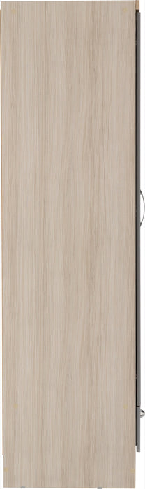Nevada Mirrored 2 Door 1 Drawer Wardrobe Grey Gloss/Light Oak Effect Veneer