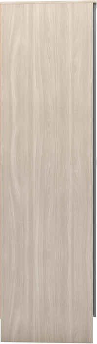 Nevada Mirrored Open Shelf Wardrobe Grey Gloss/Light Oak Effect Veneer