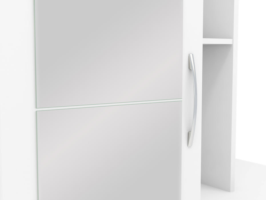 Nevada Mirrored Open Shelf Wardrobe White Gloss
