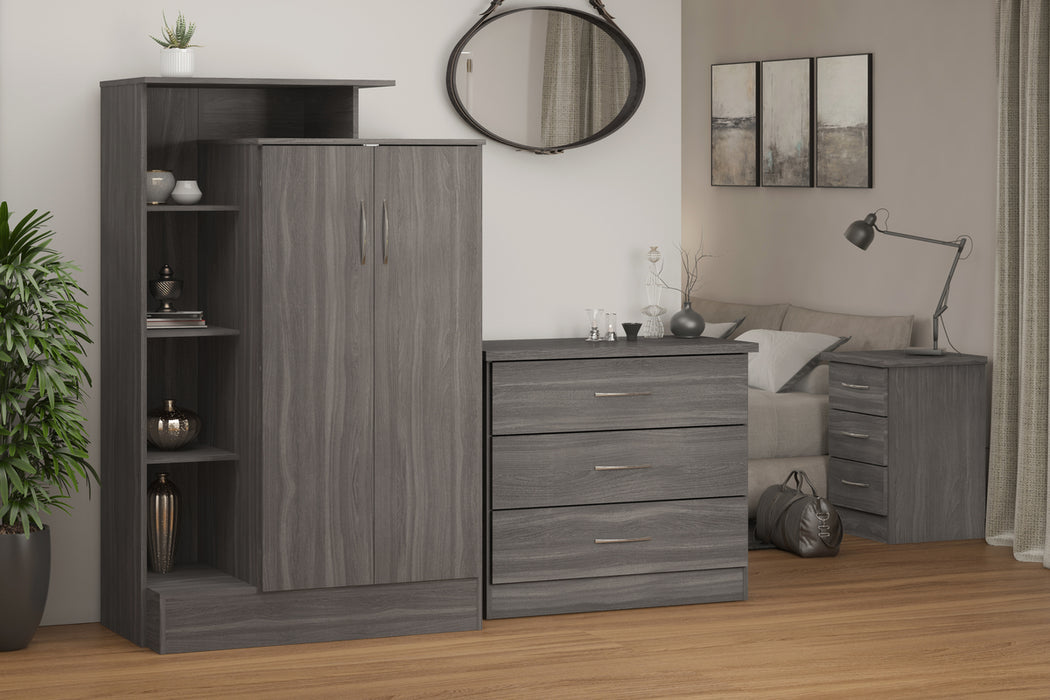 Nevada Petite Open Shelf Wardrobe Black Wood Grain