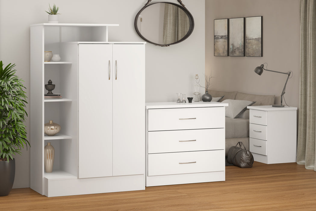 Nevada Petite Open Shelf Wardrobe White Gloss