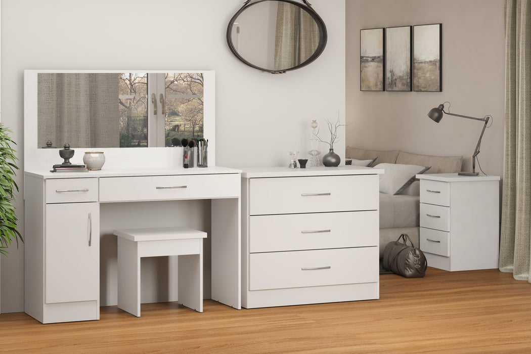 Nevada Vanity/Dressing Table Set White Gloss