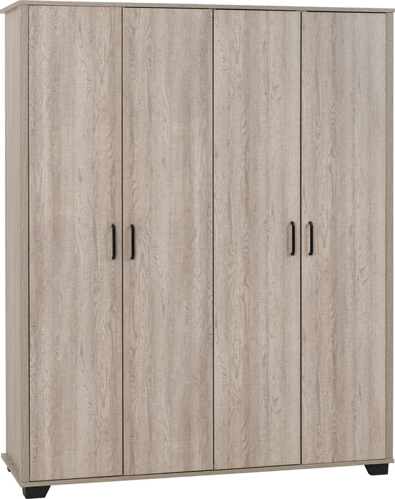 Oliver 4 Door Wardrobe Bedroom Set Light Oak Effect