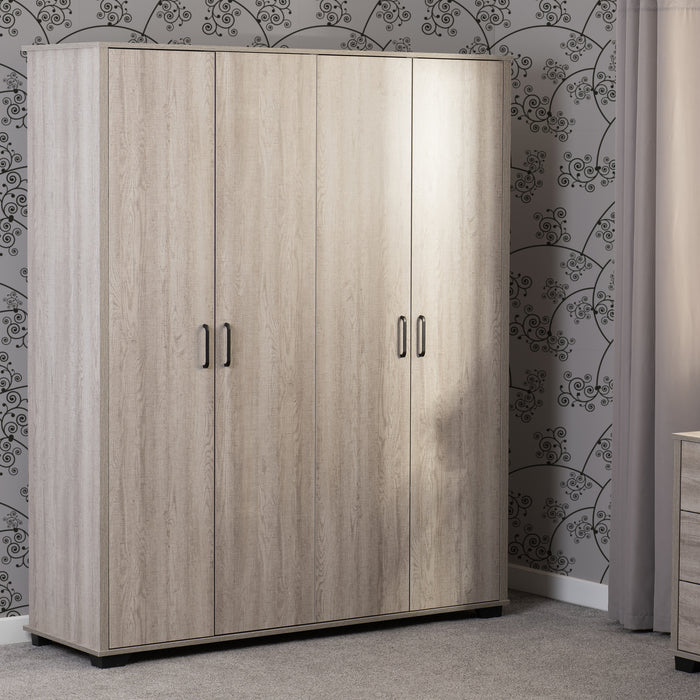 Oliver 4 Door Wardrobe Light Oak Effect